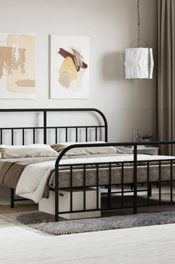 vidaXL 353658 - Cadre de lit métal sans matelas avec pied de lit noir 183x213cm