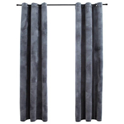 vidaXL 134811 - Rideaux occultants et anneaux 2 pcs anthracite 94x213cm velours