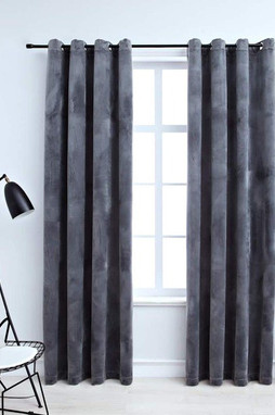 vidaXL 134813 - Rideaux occultants et anneaux 2pcs anthracite 137x160cm velours