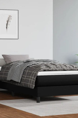 vidaXL 3144285 - Sommier à lattes de lit et matelas noir 100x190 cm similicuir