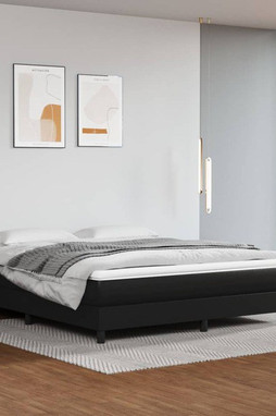 vidaXL 3144293 - Sommier à lattes de lit et matelas noir 193x203 cm similicuir