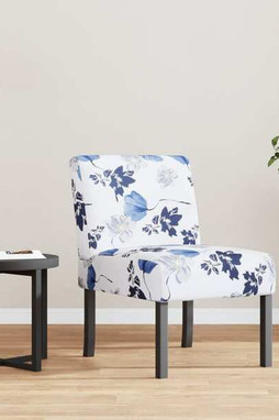 vidaXL 352461 - Fauteuil sans accoudoirs bleu tissu avec fleurs