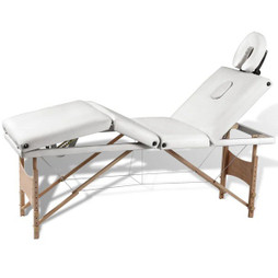 vidaXL 110096 - Table de massage pliable crème 4 zones avec cadre en bois
