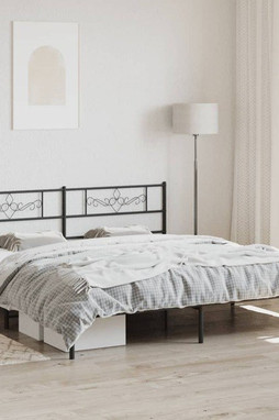vidaXL 355272 - Cadre de lit métal sans matelas avec tête de lit noir 183x213cm
