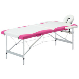 vidaXL 110234 - Table de massage pliable 2 zones Aluminium et rose