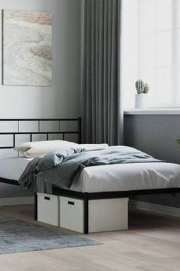 vidaXL 355653 - Cadre de lit métal sans matelas avec tête de lit noir 100x190cm