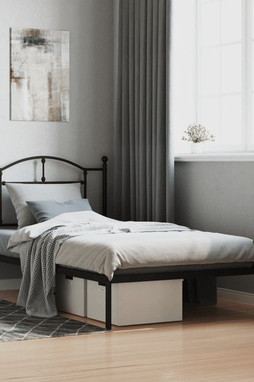 vidaXL 353433 - Cadre de lit métal sans matelas avec tête de lit noir 100x190cm