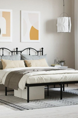 vidaXL 353438 - Cadre de lit métal sans matelas avec tête de lit noir 135x190cm
