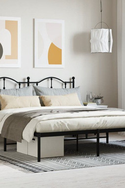 vidaXL 353444 - Cadre de lit métal sans matelas avec tête de lit noir 183x213cm