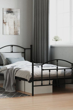 vidaXL 353452 - Cadre de lit métal sans matelas et pied de lit noir 100x200 cm