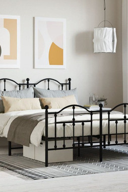 vidaXL 353459 - Cadre de lit métal sans matelas avec pied de lit noir 150x200cm