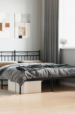 vidaXL 373693 - Cadre de lit métal sans matelas avec tête de lit noir 150x200cm