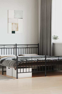 vidaXL 373714 - Cadre de lit métal sans matelas avec pied de lit noir 183x213cm