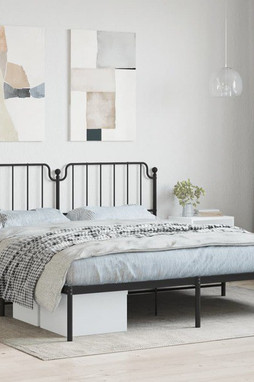 vidaXL 373892 - Cadre de lit métal sans matelas avec tête de lit noir 183x213cm