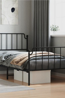 vidaXL 373899 - Cadre de lit métal sans matelas avec pied de lit noir 100x190cm