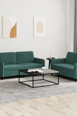 vidaXL 3201976 - Ensemble de canapés 2 pcs vert foncé velours