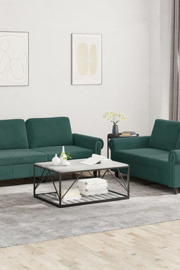 vidaXL 3202212 - Ensemble de canapés 2 pcs avec coussins foncé Velours