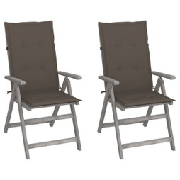 vidaXL 3064706 - Chaises inclinables de jardin lot de 2 et coussins Bois acacia