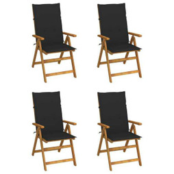 vidaXL 3065354 - Chaises inclinables de jardin lot de 4 et coussins Bois acacia