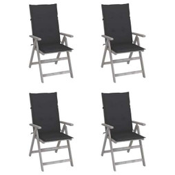 vidaXL 3065377 - Chaises inclinables de jardin lot de 4 et coussins Bois acacia