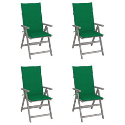 vidaXL 3065382 - Chaises inclinables de jardin lot de 4 et coussins Bois acacia