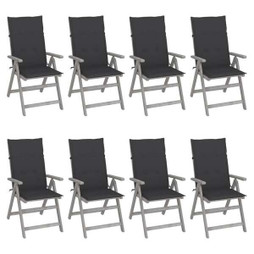 vidaXL 3075141 - Chaises inclinables de jardin et coussins lot de 8 Acacia