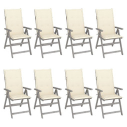 vidaXL 3075143 - Chaises inclinables de jardin et coussins lot de 8 Acacia