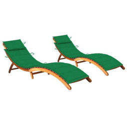 vidaXL 3077366 - Chaises longues lot de 2 avec coussins Bois dacacia solide