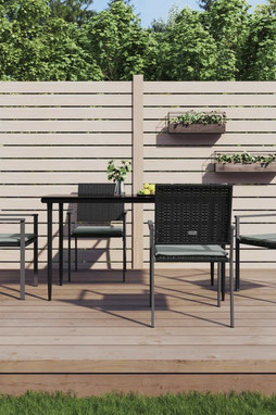 vidaXL 3187081 - Chaises de jardin et coussins lot de 4 noir 54x62,5x89 cm rotin
