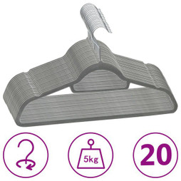 vidaXL 289917 - Cintres antidérapants 20 pcs Velours