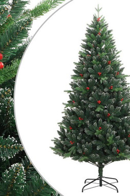 vidaXL 356734 - Sapin de Noël artificiel à charnières avec baies rouges 210 cm