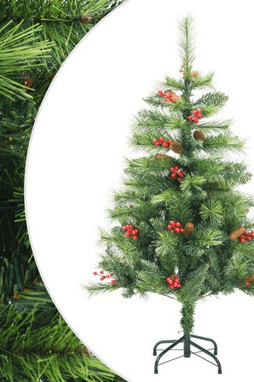 vidaXL 357705 - Sapin de Noël artificiel avec pommes de pin et baies 120 cm