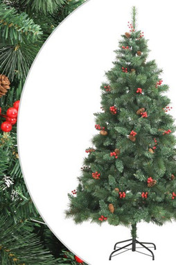 vidaXL 357707 - Sapin de Noël artificiel avec pommes de pin et baies 180 cm
