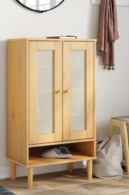 vidaXL 358049 - Armoire à chaussures SENJA aspect rotin marron bois massif
