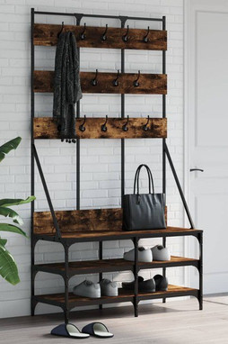 vidaXL 837859 - Porte-vêtements et rangement des chaussures chêne fumé