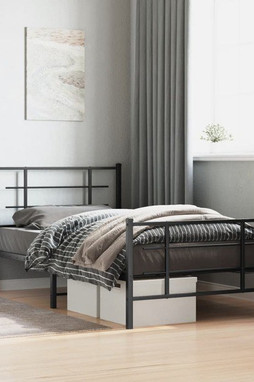 vidaXL 355574 - Cadre de lit métal sans matelas et pied de lit noir 100x200 cm