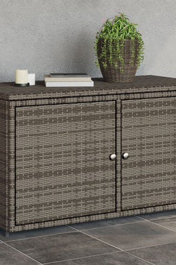 vidaXL 365569 - Armoire de rangement jardin gris 110x55x60,5 cm résine tressée