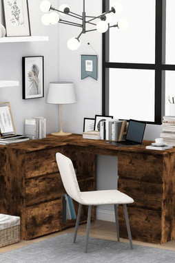 vidaXL 815441 - Bureau dangle Chêne fumé 145x100x76 cm Bois dingénierie