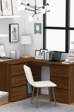 vidaXL 815443 - Bureau dangle Chêne marron 145x100x76 cm Bois dingénierie