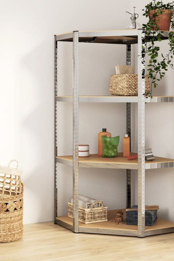 vidaXL 152851 - 4-Layer Corner Shelf Steel&Engineered Wood