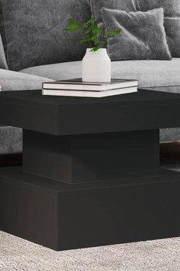 vidaXL 839841 - Table basse avec lumières LED noir 50x50x40 cm