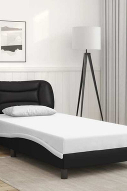 vidaXL 3208032 - Cadre de lit sans matelas noir blanc 100x190 cm similicuir