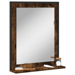 vidaXL 842418 - Miroir de salle de bain et étagère chêne fumé bois d’ingénierie