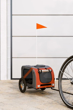vidaXL 93865 - Pet Bike Trailer and Grey Oxford Fabric and Iron