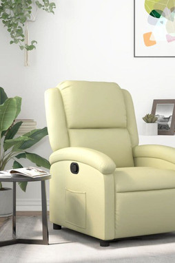 vidaXL 3205469 - Fauteuil inclinable crème cuir véritable