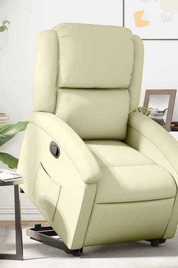 vidaXL 3205938 - Fauteuil inclinable crème cuir véritable