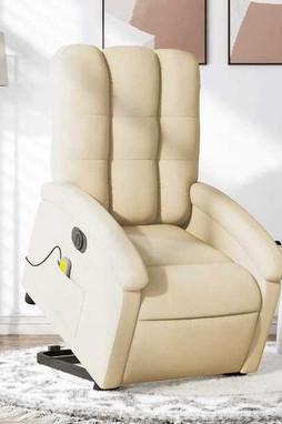 vidaXL 3205895 - Fauteuil inclinable de massage électrique crème tissu