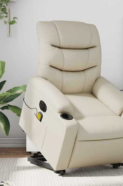 vidaXL 3206913 - Fauteuil inclinable de massage électrique crème similicuir