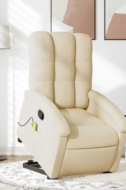vidaXL 3205888 - Fauteuil inclinable de massage crème tissu