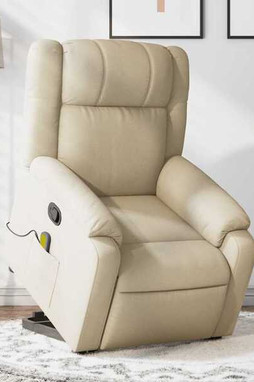 vidaXL 3206229 - Fauteuil inclinable de massage crème tissu
